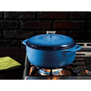 6 Qt. round Cast Iron Dutch Oven with Dual Handles, Easy to Cook and Clean in Blue with Lid