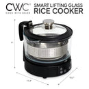 COOK with COLOR 3L Glass Low Carb Rice Cooker - Makes 6 Cups Cooked Low Sugar Rice with Auto Lift Filter Basket Hotpot Steamer