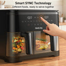 Large Double Air Fryer, 10-In-1 Independent 4+8 QT Baskets Air Fryer with LED Touch Screen (Air Fryer Liner Inclued)