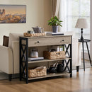 Yaheetech Console Table with Drawer, Entryway Table with 3 Tier Storage Shelves, Narrow Long Sofa Table for Entryway, Living Room, Hallway, Couch, Kitchen, Metal Frame, Gray
