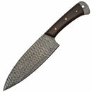 Damascus Steel Knife with Wood Handle. Full Tang. Lanyard Hole.