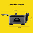 4.5L Deep Fryer, XL Capacity, Adjustable Temperature & Timer - Black Stainless Steel