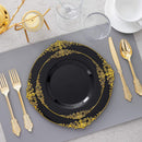 Hioasis 350Pcs Black and Gold Plastic Plates with Gold Plastic Silverware For...