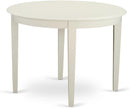 East West Furniture BOBA5-WHI-01 5 Piece Modern Dining Table Set Includes a round Kitchen Table and 4 Cream Linen Fabric Parsons Dining Chairs, 42X42 Inch, Linen White