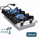 Profile 12 In. 2 Burners Recessed Gas Cook Top in Stainless Steel with Melt-Proof Metal Knobs