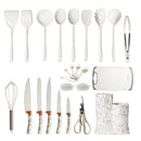 Black Marble Utensil & Knife Block Set - Gold Vein Countertop Organizer
