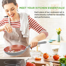Nutrichef 11 Pc Nonstick Cookware - PTFE/PFOA/PFOS Free Kitchenware Pots & Pans Set with Saucepan, Frying Pans, Cooking Pots, Lids, Utensils, Gray