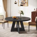 round Dining Table for 4, Black Kitchen Table 47 Inch Farmhouse Wood Kitchen Dinning Table for Kitchen Living Room