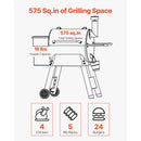 Wood Pellet Grill Smoker BBQ Grills for Outdoor Cooking with Wifi-App Control, LCD Screen Controller for Camping Yard