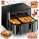 Large Double Air Fryer, 10-In-1 Independent 4+8 QT Baskets Air Fryer with LED Touch Screen (Air Fryer Liner Inclued)