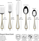 Mikasa, Gold Accent Regent Bead Flatware Service for 12, 65 Piece Set, 18/10 Stainless Steel, Silverware Set with Serving Utensils