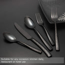 Flatware Set Silverware Set 20 Pieces Mirror Finished Black Stainless Steel Cutlery Set Forged with Hammered Handle Service for 4