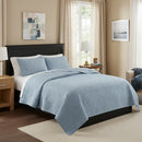 Handmade Luxury Quilt Set for King/Cal King Blue Reversible Embroidered Printed Duvet Set