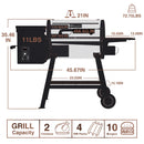 456 SQ.IN Pellet Grill Smoker with Side Shelf, 8 in 1 BBQ Grill with PID Temperature Control for Outdoor Cooking, BBQ Camping and Patio, Brown