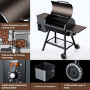 456 SQ.IN Pellet Grill Smoker with Side Shelf, 8 in 1 BBQ Grill with PID Temperature Control for Outdoor Cooking, BBQ Camping and Patio, Brown
