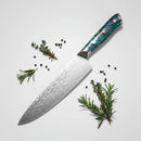 Damascus Chef Knife – Abalone Shell Ergonomic Handle