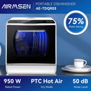 Portable Countertop Dishwasher with 5-Liter Built-In Water Tank and Air-Dry Function, 5 Washing Programs Mini Dishwasher, AE-TDQR03