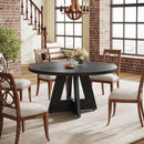 round Dining Table for 4, Black Kitchen Table 47 Inch Farmhouse Wood Kitchen Dinning Table for Kitchen Living Room