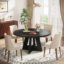 round Dining Table for 4, Black Kitchen Table 47 Inch Farmhouse Wood Kitchen Dinning Table for Kitchen Living Room