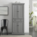 Seaside Coastal Wood/Metal Pantry in Distressed Gray and Gold
