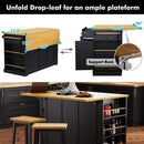 Rolling Kitchen Island with Storage, Kitchen Cart on Wheels with Drop Leaf, Mobile Kitchen Storage Cart with Power Outlet,