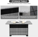 Rattaner 9-Piece Outdoor Sectional Wicker Furniture Set Patio Furniture Conversation Couch Set Large-Size Storage Table with Thicken(5") Anti-Slip Light Grey Cushions Cover