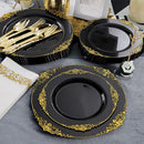Hioasis 350Pcs Black and Gold Plastic Plates with Gold Plastic Silverware For...