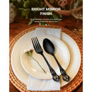20 Pcs Black Silverware Set Gorgeous Retro Royal Silverware Set for 4 Stainless Steel Mirror Flatware Cutlery Set Include Forks