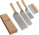 Metal Spatula Set - Griddle Accessories Kit - Grill Flat Spatula Pancake Flipper Hamburger Turner - Metal Utensil Great for BBQ Grill Flat Top - Cast Iron Griddle Accessories - Commercial Grade