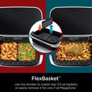 Ninja Foodi Dualzone Flexbasket Air Fryer with 7-Qt Megazone DZ071: 7-In-1, Nonstick, Digital Control, Dishwasher-Safe