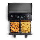 Gourmia 10-Qt. Dual Basket Digital Air Fryer with Smart Finish & Match Cook Black Stainless Steel: 1-Year Warranty, Dishwasher-Safe Parts