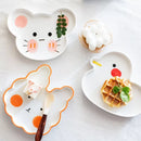Cute Cartoon Underglaze Color Animal Ceramic Breakfast Plate Children'S Rice Plate Fruit Cake Dessert Dish Dinner Plates