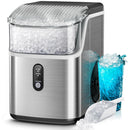 Nugget Ice Makers Countertop, 35Lbs/24H Chewable Nugget Ice Machine with Soft Ice Auto-Cleaning,One-Click Operation for Home Use,Silver