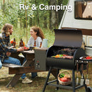 456 SQ.IN Pellet Grill Smoker with Side Shelf, 8 in 1 BBQ Grill with PID Temperature Control for Outdoor Cooking, BBQ Camping and Patio, Brown