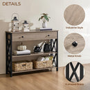 Yaheetech Console Table with Drawer, Entryway Table with 3 Tier Storage Shelves, Narrow Long Sofa Table for Entryway, Living Room, Hallway, Couch, Kitchen, Metal Frame, Gray