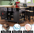 Rolling Kitchen Island with Storage, Kitchen Cart on Wheels with Drop Leaf, Mobile Kitchen Storage Cart with Power Outlet,