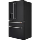 Counter-Depth 22.3-Cu Ft 4 -Door 36-In Wide Smart Compatible French Door Refrigerator with Ice Maker with Water and Ice Dispenser ( Matte Black with Brushed Stainless Handles ) ENERGY STAR Certified