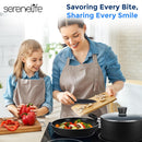 20-Piece Nonstick Kitchen Cookware Set - PTFE/PFOA/PFOS Free Heat Resistant Lacquer Kitchen Ware Pots Pan Set W/Bakelite Handles, Saucepan, Frying Pans, Lid, Knife Set - Serenelife SLCW20BLK (Black)