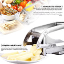 Stainless Steel French Fry Cutter with 2 Blades and No-Slip Suction Base,Silver